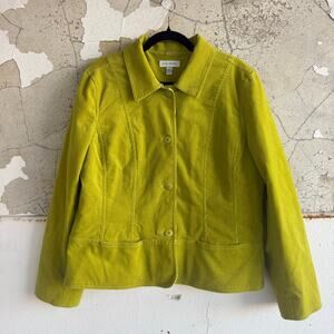 Corduroy Jacket Quilted Lined Chartreuse David Brooks Blazer Womens L Artsy Prep